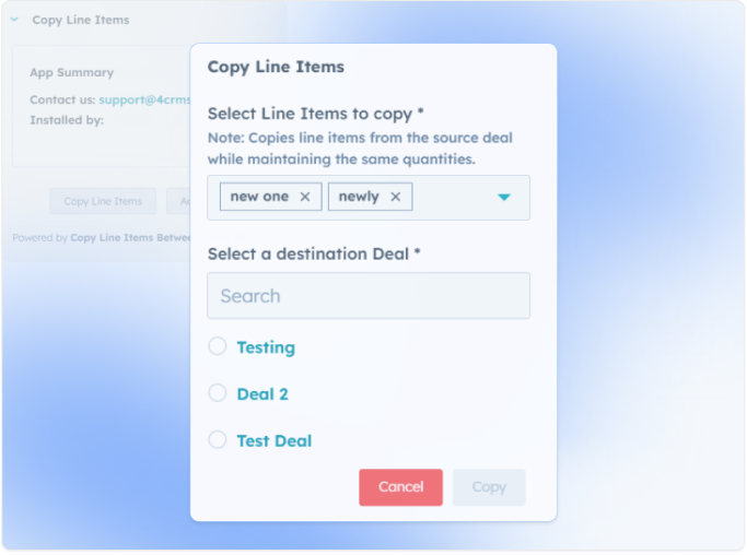 Copy Line Items Between Deals Using Best in Class App for HubSpot