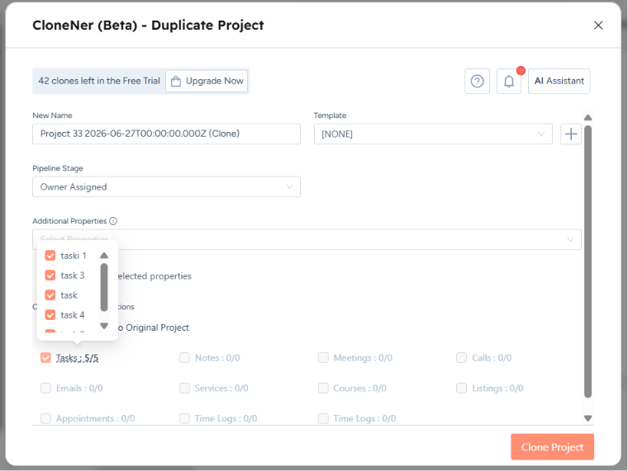 duplicate a project
