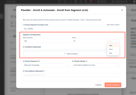 Click “Enroll contacts from list”