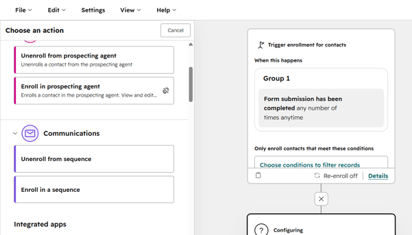 Enroll in a sequence 