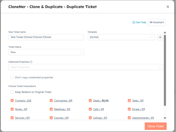 clonener ticket