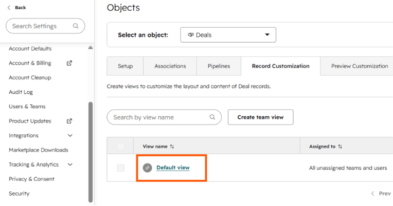 default views