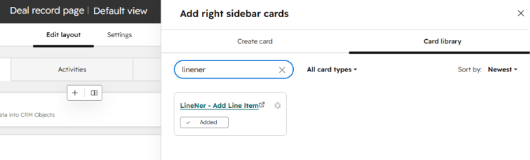 linener card