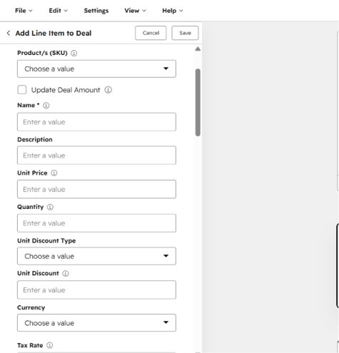 add line items