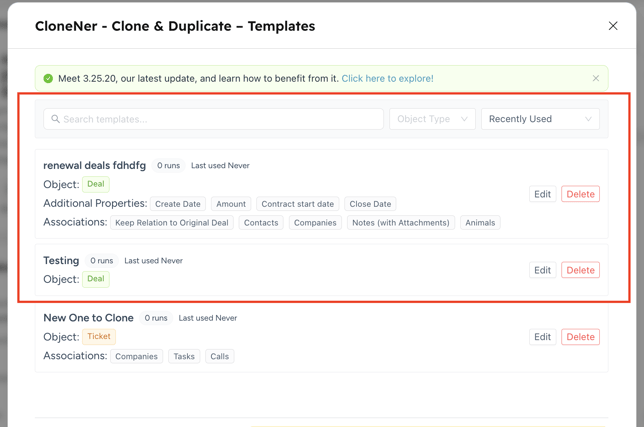 CloneNer Templates
