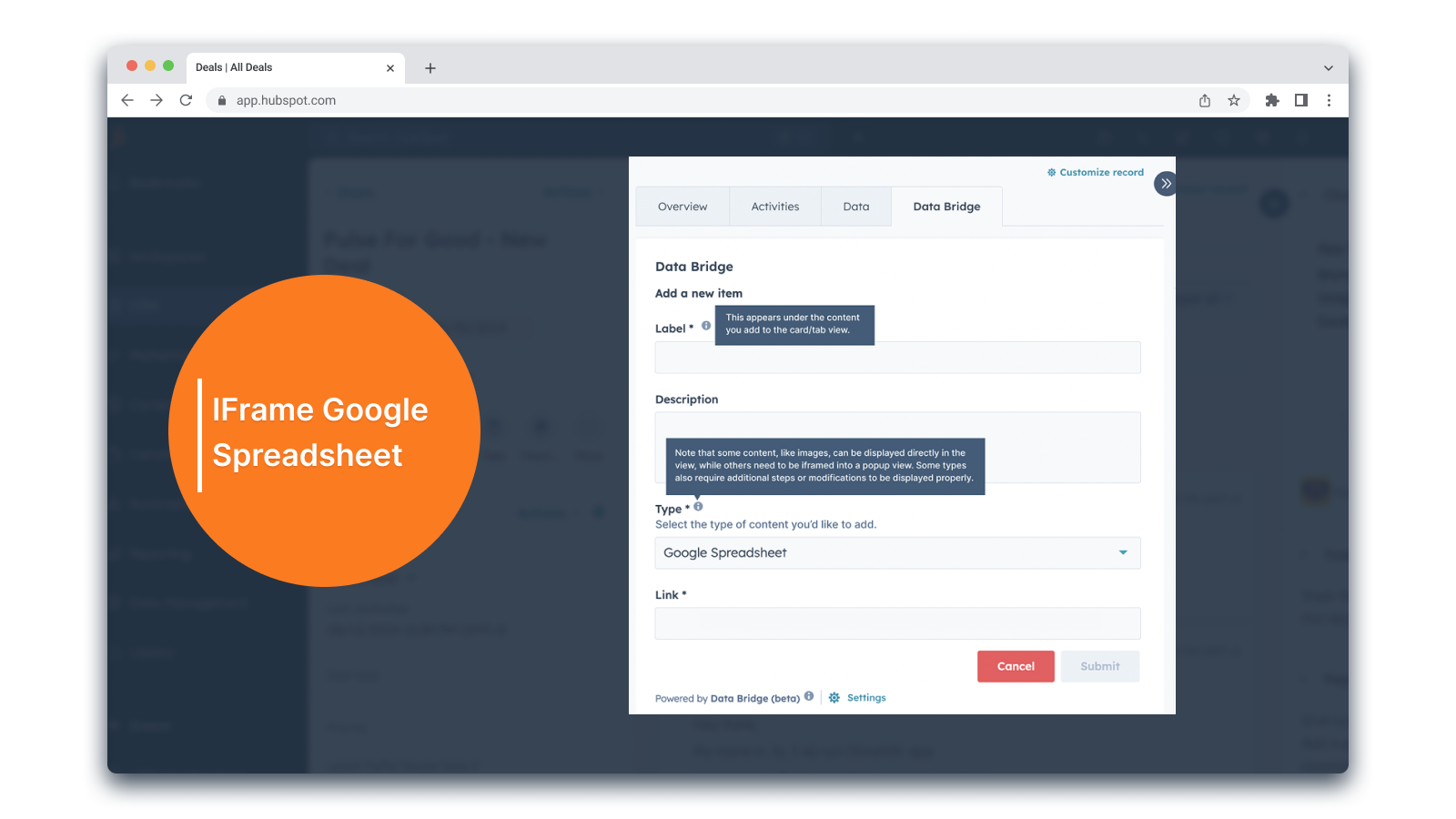 add custom data directly into records